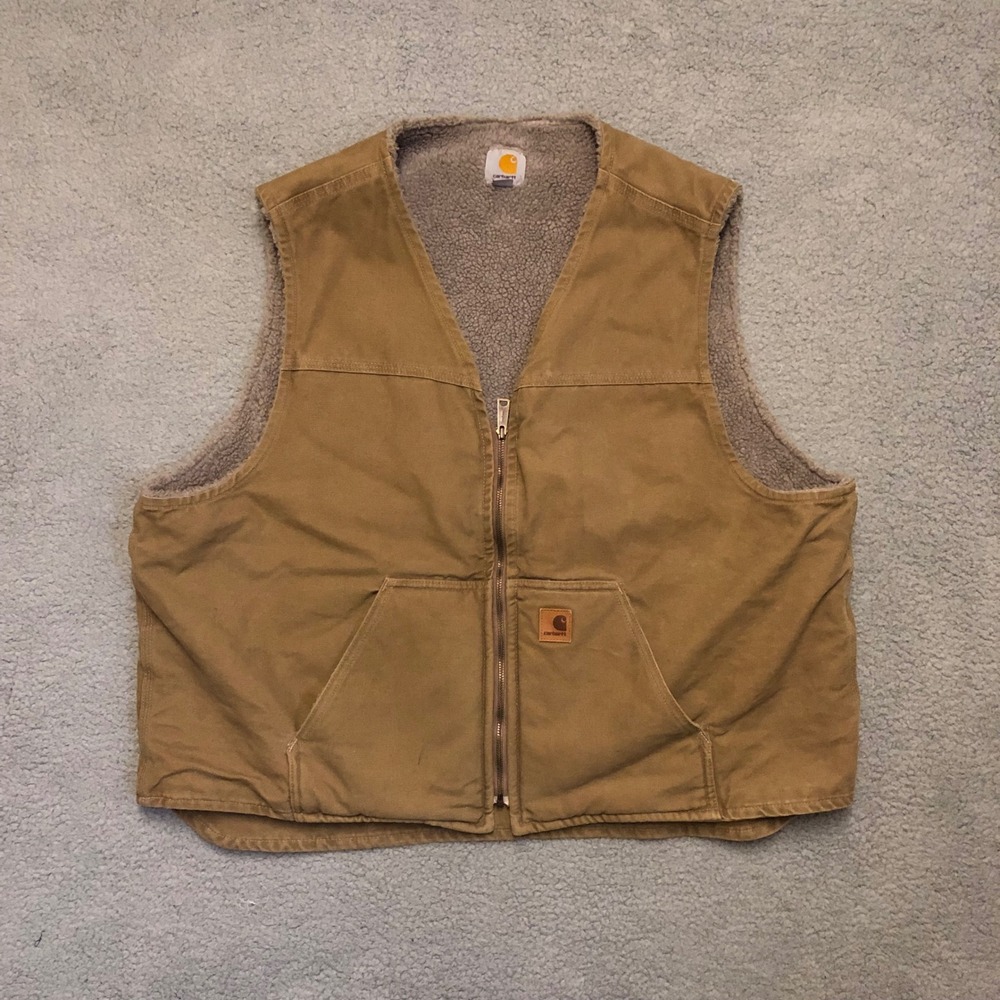 Carhartt V26‎ FRB Sherpa Lined Sandstone Duck Vest Brown Mens 3XL Big & Tall